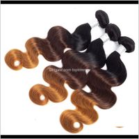 Wholesale Wefts Products Drop Delivery Body Wave Extensions Bundles Ombre Three Tone Brazilian Indian Unprocessed Virgin Human Hair Weft In