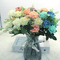 Wholesale Decorative Flowers Wreaths Selling Artificial Rose Simulation Bouquet Big Head DIY Fake Flower Wedding Christmas Home Decoration Party O