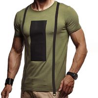 Wholesale Mens T shirt Summer Fashion Contrast Color Stitching Round Neck Short Sleeve Trend Casual Loose Clothing