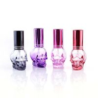 Wholesale new8ml Glass Perfume Bottles Skull Shape Portable Refillable Empty Spray Bottles Atomizer Container Candy Color Design EWF6294