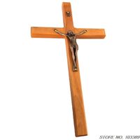 Wholesale Charms PACK cm Orange Color Birch Wood Wall Cross Antique Copper Plating Zinc Alloy Jesus Statue Wooden Crucifix