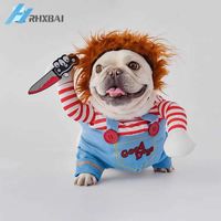 Wholesale Funny Cute Pet Costume Halloween Christmas Dog Clothes Cavalier Cosplay Dress up French Bulldog Pug Coat Cowboy Pirate Cat