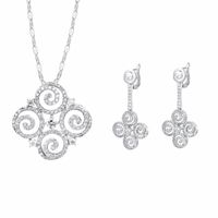 Wholesale Earrings Necklace Kfvanfi Fashion Zircon Stone Flower Jewelry Set Wedding Bridal White Gold Color Sets