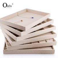 Wholesale Jewelry Pouches Bags FANXI Beige Linen Display Tray For Ring Necklace Pendant Earring Combination Showcase Storage Organizer