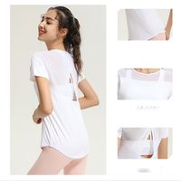 Wholesale LU yoga naked feelings of quick drying Yoga sports running short sleeved T shirt sexy fashion stretch fitness clothes female