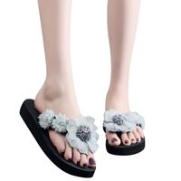 Wholesale Summer Bohemia Floral Beach Slippers Women Female Slip on Open To Wedges Flip Flop Ladies Maldives Holiday Shoes Kapcie A40