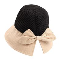 Wholesale Wide Brim Hats Women Sun Summer Mesh Bucket Floppy Top Cotton Bowknot Beach Cap Straw Dome Hollow Out Visor Bonnet