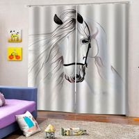 Wholesale 3D Curtain Horse The Animal Printing Curtains For Living Room Bedroom Window Treatment White Drapes