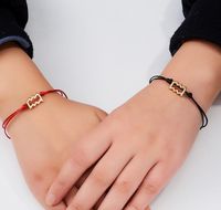Wholesale 12 Zodiac bracelets with Card Constellation Horoscope Charm Red Black Rope chains Bangle For Women Men birth day gift