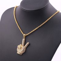 Wholesale Charm quot Victory quot Gesture Necklace Crystal Hand Pendant Gold Silver Color Chain Women Men Jewelery Gifts Necklaces