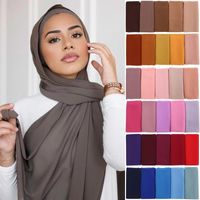 Wholesale Plain Color Chiffon Scarf Hijab Headband Female Islamic Head Cover Wrap for Women Muslim Jersey Hijabs Hair Scarves Headscarf