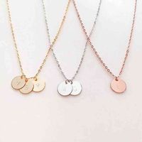 Wholesale 26 Alphabet Letter Initial Necklace to Disc Letter Pendant Double Side Letter Stamped Name Chain Necklace Lover Gift