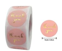 Wholesale Party Decoration Home Festive Pink Thank You for Supporting My Small Business Sticker Labels Round Stickers Roll sealing label R2