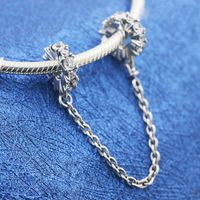 Wholesale 925 Sterling Silver Sparkle Safety Chain Charm Fits European Pandora Style Jewelry Bead Bracelets