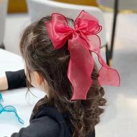 Wholesale Hair Accessories Fashion Long Lace Ribbon Bow Cilp Hairpins For Girls Bowkont Children Barrette Princess Kids