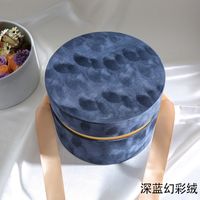 Wholesale Round Velvet Flower Hat Box with Bowknot and Lid Luxury Gift Boxes Rose Bouquet Arrangement Gift Surprise Box Floristry DIY V2