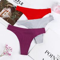 Wholesale Women s Panties Thong Pants Sexy Solid Low Waist Seamless Briefs Female Sports T Ice Silk No Mark G String Lingerie