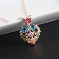 Wholesale Women s Rose Gold Plated Heart Necklace Colour Gems Cocktail Party Crystal Necklace Anniversary Jewelry Birthday Lover s Gifts