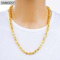 Wholesale Male Cuban Colar Twisted Choker cm Pure K Gold Chain s for Men Fashion Long Necklace Jewelry