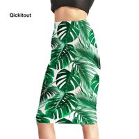 Wholesale Summer Green Leaf Style Women Elegant High Waist Work Business Casual Party Club Pencil Sheath Mid Skirts