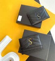 Wholesale 2021 Designer Card Holder Men Womens Cards Holders Black Lambskin Mini Wallets Coin purse pocket Interior Slot Pockets Genuine Leather small bag