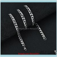 Wholesale Pendants Jewelrypunk Stainless Steel Mm Curb Cuban Necklaces For Men Women Black Gold Basic Link Chains Solid Metal Jewelry Gift Choker