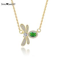 Wholesale Oval Moissanite Shipei Fine Emerald Sterling Gemstone Created Silver Jewelry K Yellow Gold Little Bee Pendant Necklace Q0531