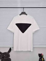 Wholesale men printed t shirts triangle Color block clothes short sleeve tag letters polo black white