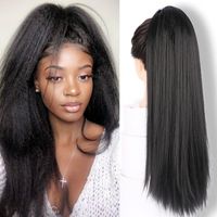 Wholesale Synthetic Wigs AOSI Afro Puff Kinky Straight Drawstring Ponytail Updo Elastic Band Heat Resistant Women Pony Tail Hair