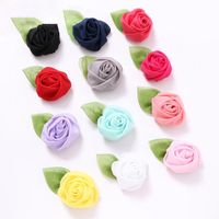 Wholesale Hair Accessories Beautiful Colorful Clips For Girls Chiffon Petals Hairpins Rose Flower Green Leaf Baby Barrettes
