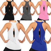 Wholesale Women s Tanks Cross open Back Yoga Shirt Backless Workout Tops for Womens Racerback Tank Running Muscle