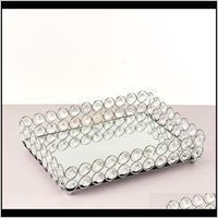 Wholesale Boxes Bins Storage Housekeeping Organization Home Garden Drop Delivery Mirrored Crystal Vanity Tray Decorative For Perfum Jewelry Mak