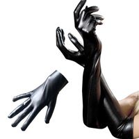 Wholesale Five Fingers Gloves Sexy Faux Leather Shiny Punk Hip Jazz Outfit Mittens Culb Wear Cosplay Costumes Accessory Long Latex Glove