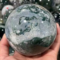Wholesale Decorative Objects Figurines mm Natural Moss Aquatic Agate Quartz Crystal Sphere Ball For Healing Chakra Decoration