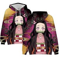 Wholesale Pink handsome ghost slayer pattern men is D printed hoodie visual impact party top punk goth round neck high quality kimetsu no yaiba oversized hoodie sweater