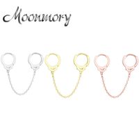 Wholesale Moonnory Sterling Silver Statement Chain Cuff Earring For Women Party Punk Style Handcuff Clip Earrings Jewelry