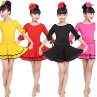 Wholesale Colors Girl Party Stage wear Latin dress Standard Kids Competition dance Dress Children Salsa Ballroom Dancing costumes1