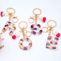Wholesale Fashion Tassel Keychains For Keys Women Jewelry A Z Letters Initial Resin Handbag Pendant Keychain Accessories Tassel Key Rings