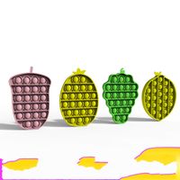 Wholesale Push Bubble Sensory Toy Pineapple Pear Peach Fruit Shapes Fidget Toys Squishy Stress Reliever Party Gifts Table Game Toys Q2