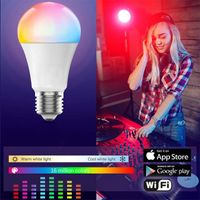 Wholesale Bulbs Smart Light Bulb Works With Alexa Abovelights Dimmable E27 Wi Fi APP Or IR Remote Controller LED Lamp K Equivalent Pack