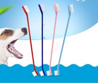 Wholesale Dog Grooming beauty Tools Pet Toothbrush Cat Puppy Dental double heads Toothbrushes Teeth Health Supplies Dogs Tooth Washing Cleaning Tool
