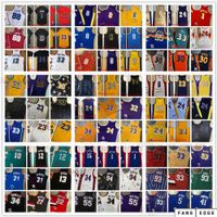 Wholesale Real Stitched West Retro Basketball Jerseys TOP Quality Embroidery Yellow White Green Purple Black Red Blue Baskeball Jersey