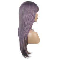Wholesale New natural medium long straight hair purple women s chemical fiber wig head cover pin