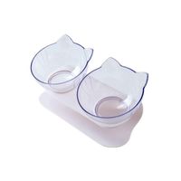 Wholesale Cat Bowls Feeders H051 Pet Adjustable Tilting Bowl Cats Dogs Feeding Food Water Container Single Double Transparent Ear Shape