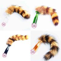Wholesale Nxy Anal Beads Glass Butt Plug with Animal Fox Tail Adult Game Sexy Costume Masturbation Dildo Sex for Couple Women Men Gay