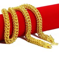 Wholesale Hip Hop Mens Dragon Chain Inches Yellow Gold Filled Solid Half Smooth And Scrub Punk Style Necklace Males Jewelry Chains