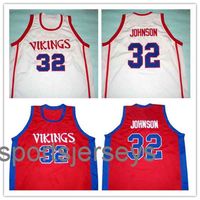 Wholesale JOHNSON VIKINGS red White Basketball Jersey Stitched Custom Any Number Name jerseys