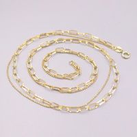 Wholesale Pure K Yellow Gold Necklace Double Hollow Long Square Small Beads Link Chain g inch For Women Gift Chains