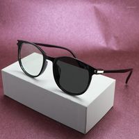 Wholesale Sunglasses Retro Women Eyeglasses Pochromic With Anti Radiation Leopard Oval Spectacle Frame Men Change Colour Glasses Black No Metal