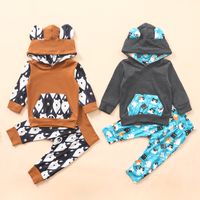 Wholesale INS Clothes Set Baby Cute Outfit Toddler Long Sleeve Hoodie Cartoon Cat Bear Print Pant Babys Unisex Autumn winter Clothing Sets B3